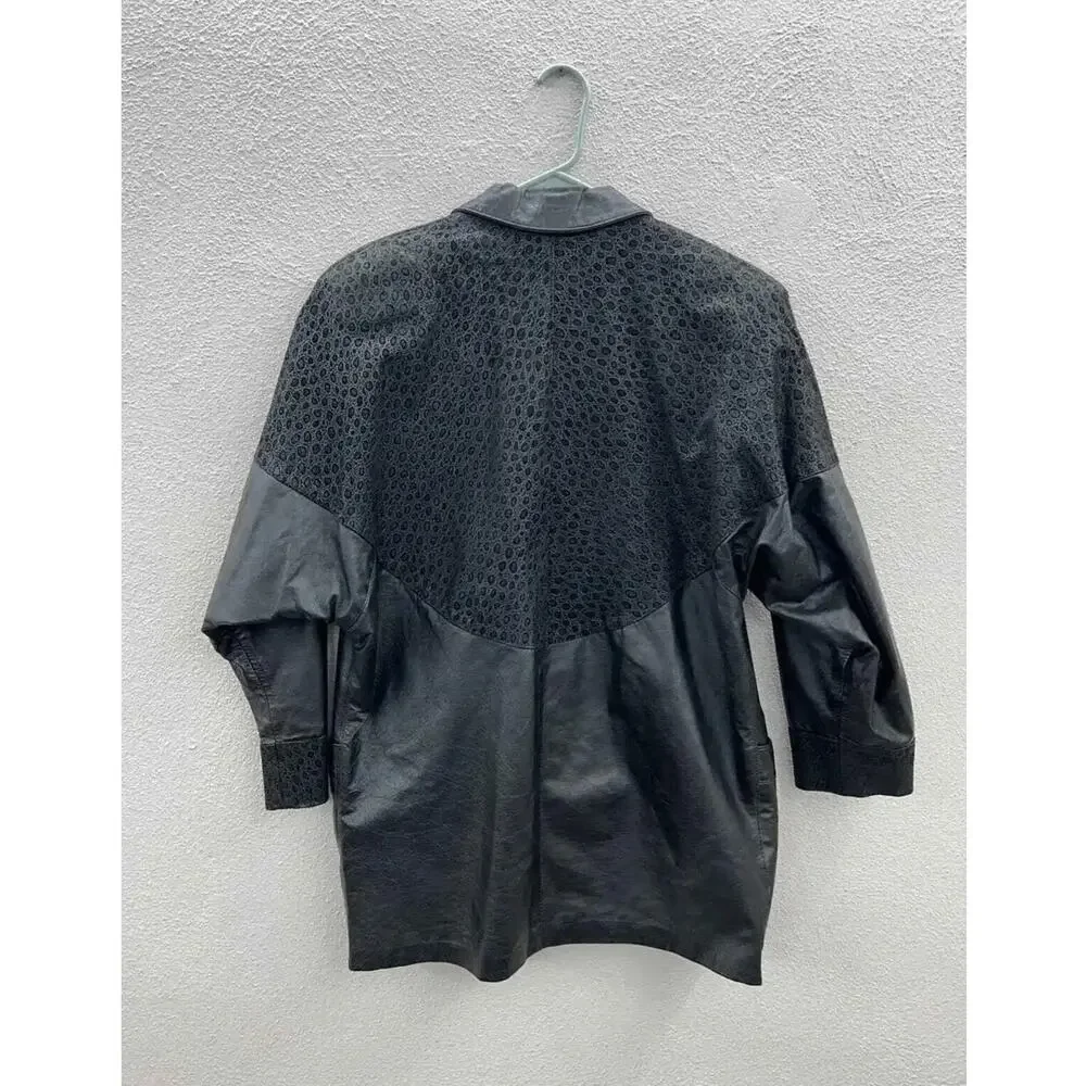 Vintage Womens Northside Fashions Jacket Size Unknown Genuine Leather Button Up